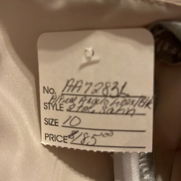 NWT Alfred Angelo GOWN 7283L Bridesmaid MOB Cocktail Dress LINEN / BLACK Sz 10 - Picture 6 of 6